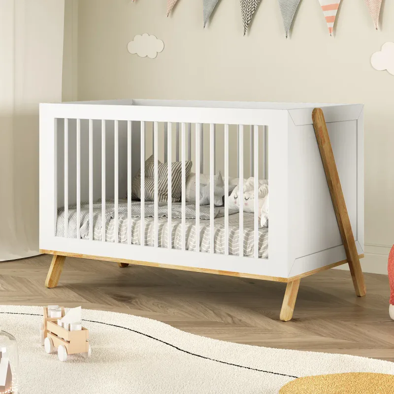 Baby Crib – White Wood Design
