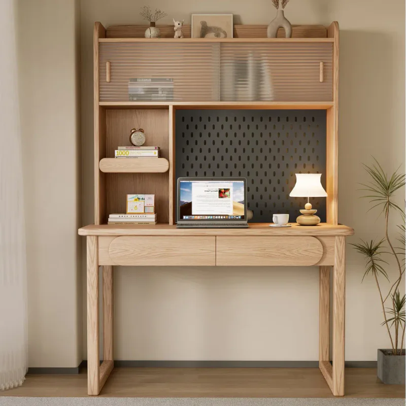 Kids Desk with Pegboard & Cabinet Storage