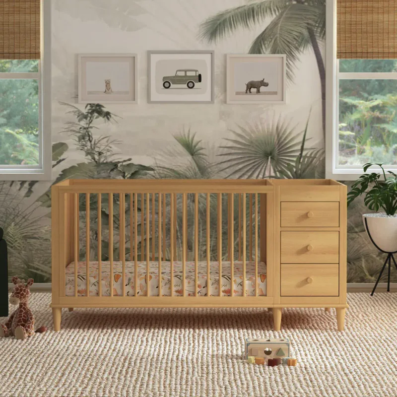 Marley Baby Crib with Storage – Natural Wood