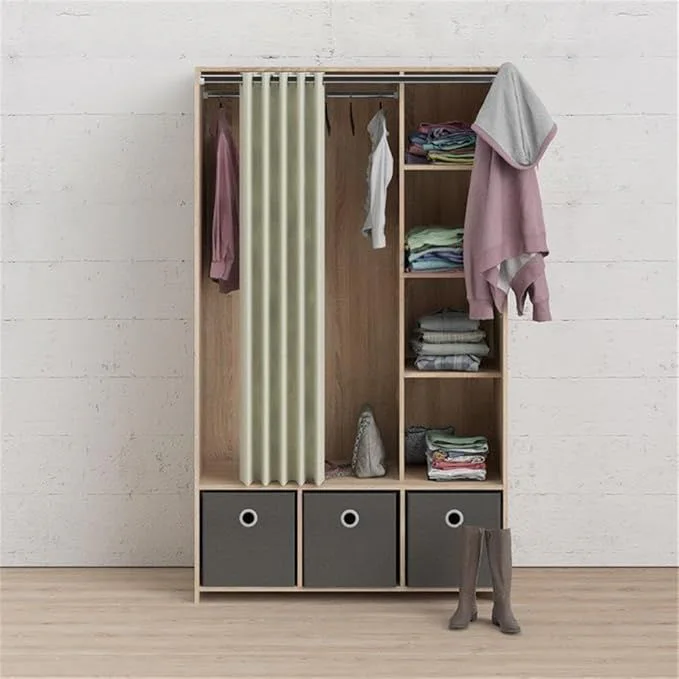 Tvilum Lola 3 Bin Curtain Storage Center _ Model A818