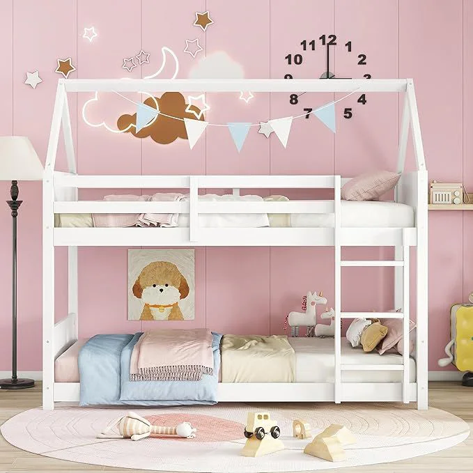 Twin Over Twin House Floor Bunk Bed - Model A837